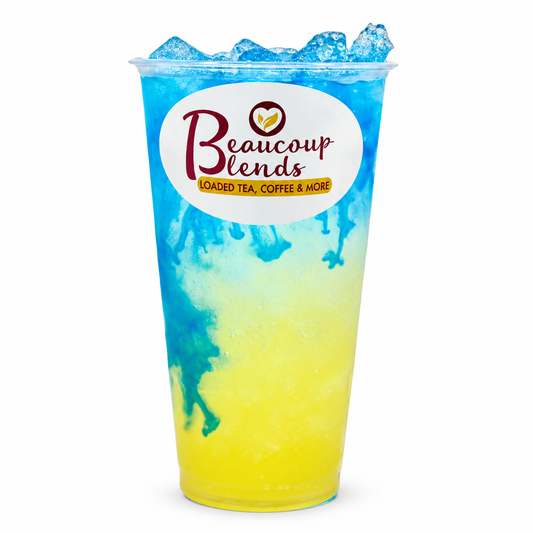 Blue Hawaiian loaded tea on a clean white background